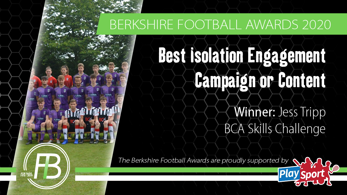 fiberkshire's tweet photo. Best Isolation Engagement Campaign or Content | Supported by @PlaySport_UK

"Outstanding innovation and contribution to community engagement during these difficult times, done while continuing to complete their studies, for an amazing cause."

Congratulations BCA Skills Challenge https://t.co/vniekphQlK