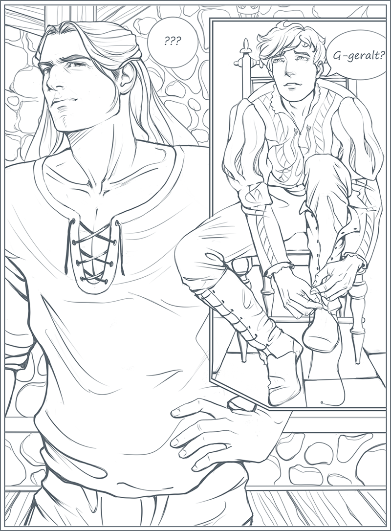 juliako_nd's tweet photo. Finished my tiny graphic story. I imagined what would Geralt say if Jaskier came home late at night. Hope you like it! #Geraskier #fanfic #GeraltOfRivia #TheWitcher #FanArtFriday #Jaskier #TheWitcherComics #Witcherfanart #Witcherfanfic https://t.co/HF5vHvWkLW
