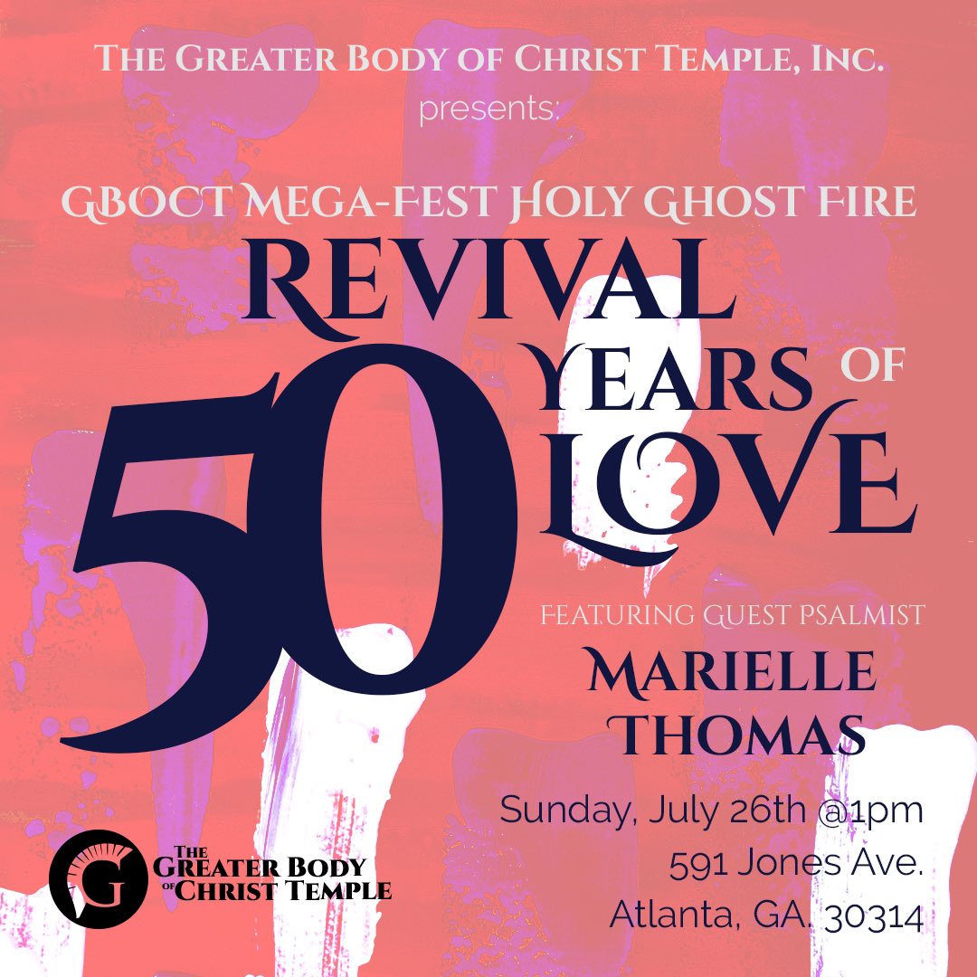 BishopKLSmith's tweet photo. The Mega Fest Holy Ghost Fire Revival Is Here! THIS Sun., July 26th @ 1PM!

Praise &amp; Worship Is Going To Be Awesome As We Continue Our LIVE Summer Music Series ft. Singer, Marielle Thomas! The Word Is Going To Be Outstanding &amp; This Service Is Going To Be OFF THE CHAIN! https://t.co/bcDBBJLpUf