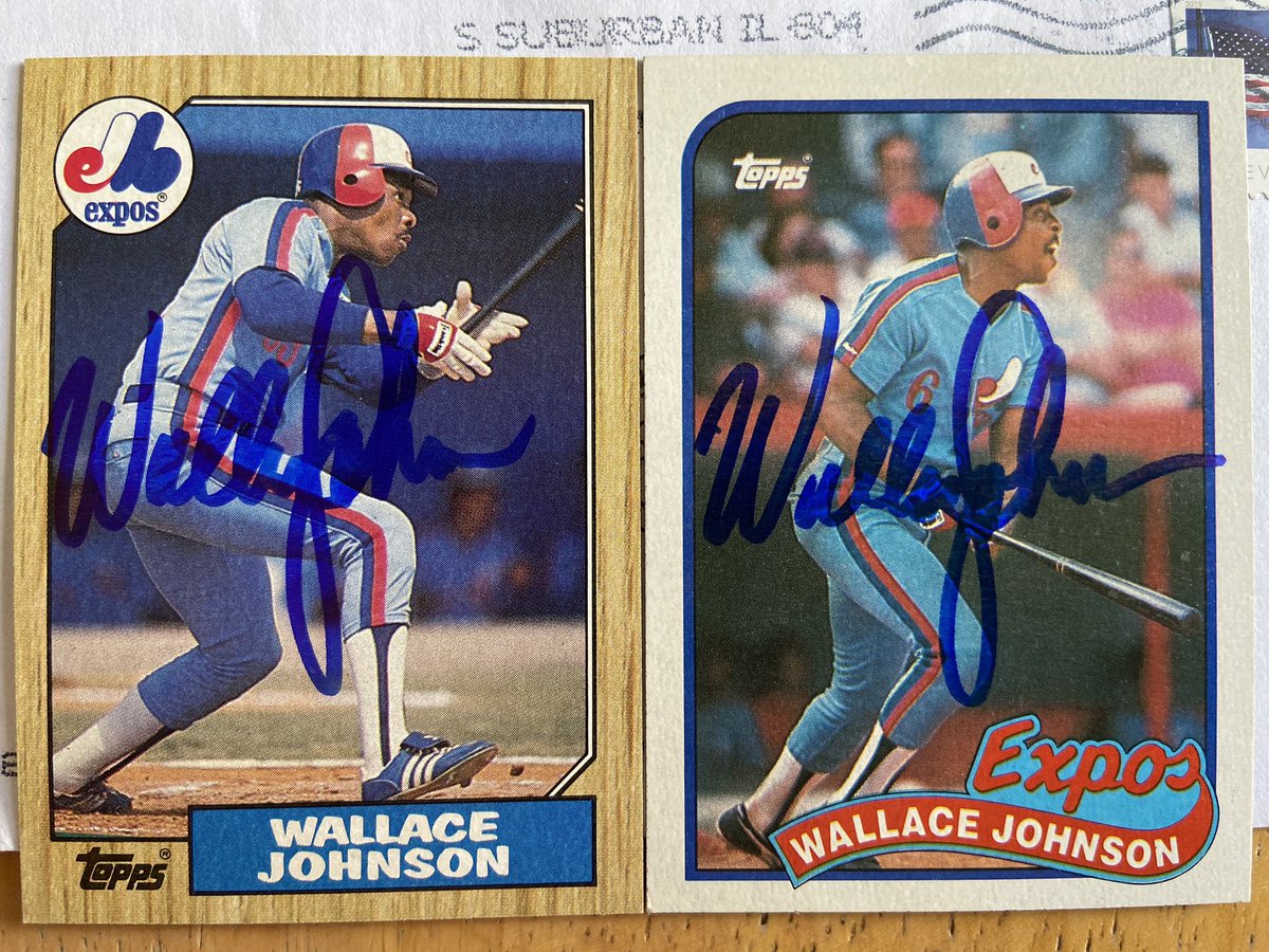 ScribSports's tweet photo. #TTMsuccess for #Project87: 2/2 in 6 days from Wallace Johnson. Thanks to him for not only signing both the #87Topps & #89Topps, but also filling out my questionnaire, with one especially interesting answer. Definitely going to write a blog post about this one some time soon! https://t.co/vs5PricEsP