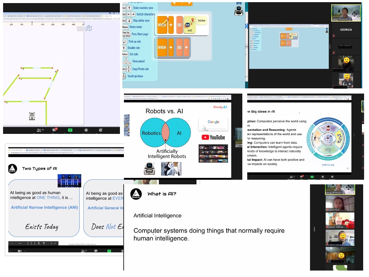 glascaris's tweet photo. "AI &amp; Programming Professional Development Session by ReadyAI", what an interesting course! Thank you @USReadyAI. Specials thanks to Yang Cheng and of course to Dr. David Touretzky. @MeTheAI2 #AI #AIED @ai4k12 https://t.co/LiSlbORCdb