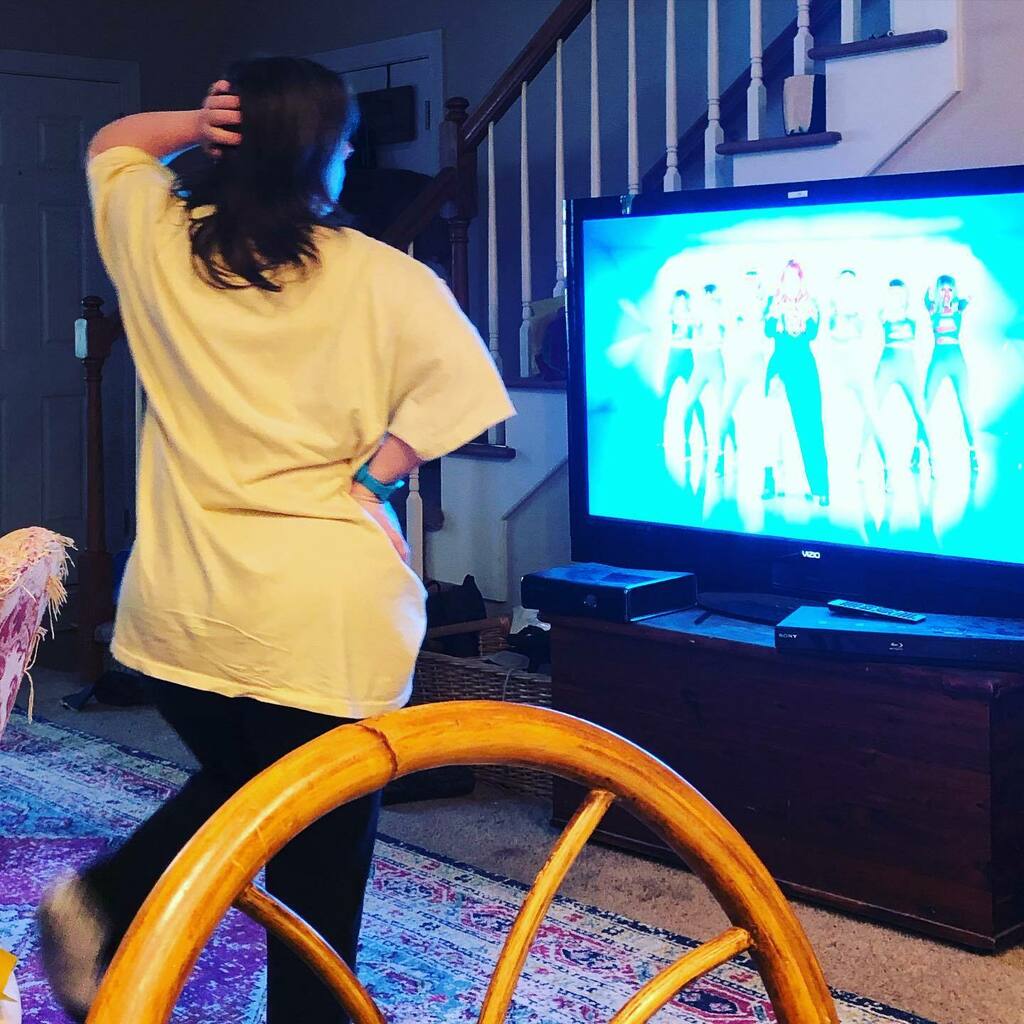 FrouFruGal's tweet photo. Katie’s totally feeling herself with a little help from @meghan_trainor #ifiwereyouidwanttobemetoo #wanttobemetoo Meghan is Katie’s spirit animal! She loves dancing to all of her videos. #downsyndromeawareness #downsyndrome https://t.co/VP8qCHyM1X https://t.co/Qwv08aMAIj