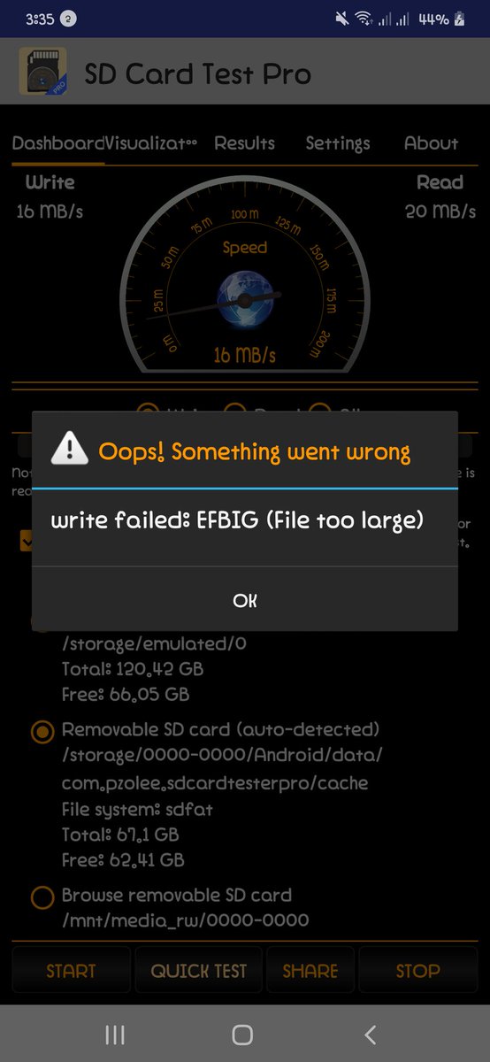 shetalksandroid's tweet photo. @pzoleex1983 Hey I just purchased SD Card Test Pro. It keeps failing during Write. Does this indicate I have a fake SD card? Would appreciate your response. Thank you and sorry. This is my first time to test an SD card. https://t.co/cmXcxQOukj