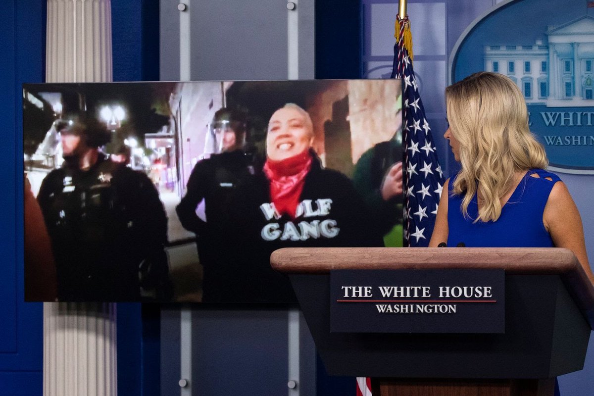 wrayleather's tweet photo. @tylerthecreator #wolfgang from the White House propaganda briefing about protestors in Portland https://t.co/lEHxIupgoJ
