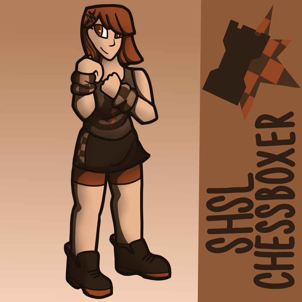 CometSnek's tweet photo. The Ultimate Chessboxer! She's a concept I'm likely to use in a future RP.

#danganronpaoc #danganronpa #oc https://t.co/B9sjkXJhCk
