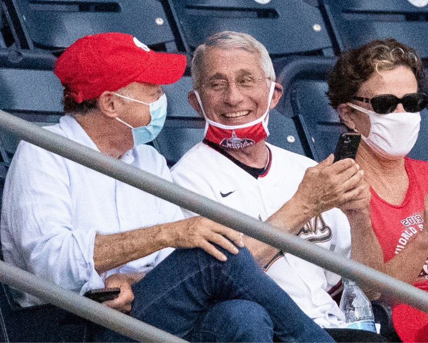 DiamondandSilk's tweet photo. Flip Flop Falsely Fauci urged that everyone wear masks to cover their nose and mouth to stop the spread. Why isn't he wearing his masks properly and why isn't he sitting 6 feet apart?
It's time to start calling this hypocrite out on his inconsistencies! https://t.co/qFvSfh6OA1