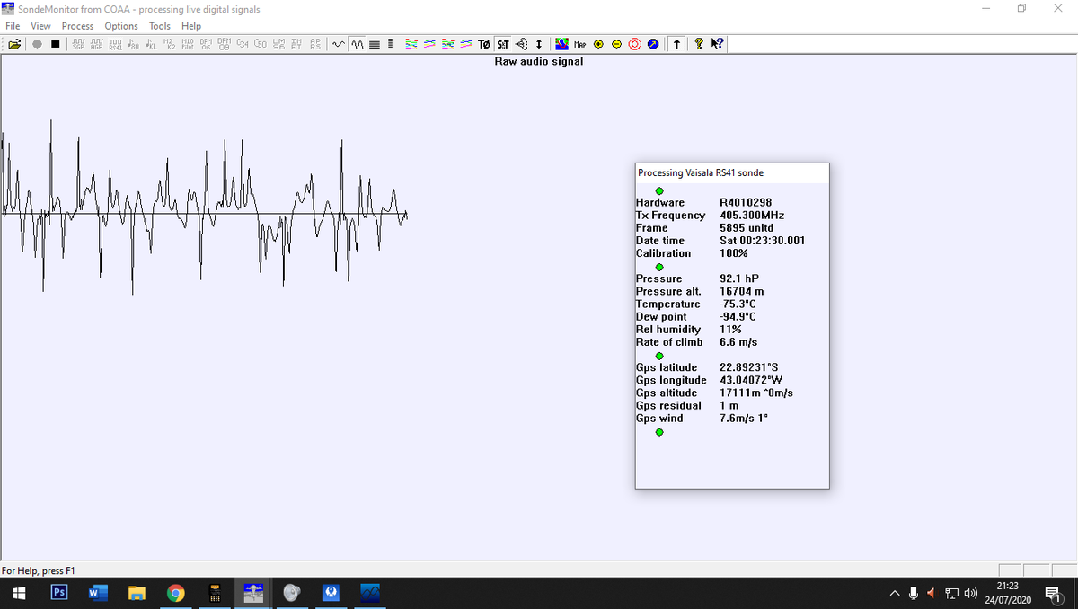 clovisalberti's tweet photo. Rastreamento de uma Radiosonda RS-41.
#meteorology #climate #sdrsharp #sdr https://t.co/gUZVGxvecW