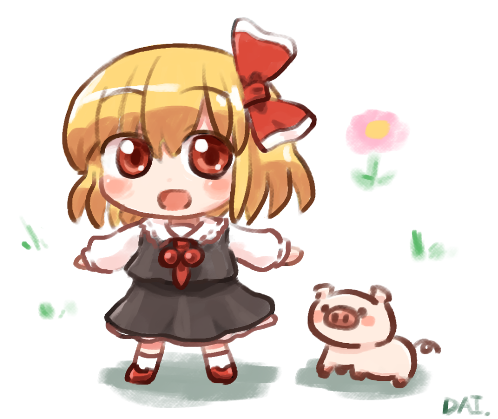 ルーミア(東方プロジェクト) 「おはるーみあ21??? #おは東方 」|六合ダイスケ@春例大祭う12bのイラスト