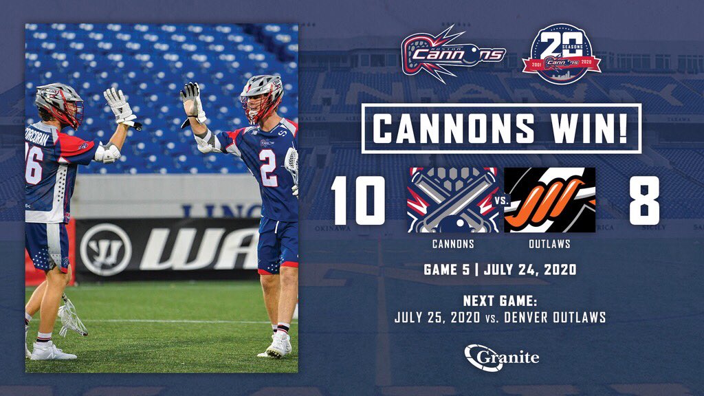 Cannons take down Denver! Back at it tomorrow vs. the Outlaws again in the MLL semi-finals!
