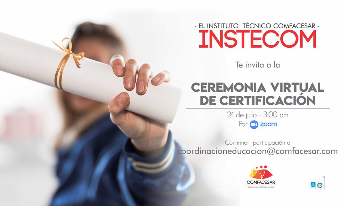 🎓| ¡SUEÑO CUMPLIDO! 

A esta hora iniciamos ceremonia virtual de grados de Instecom.

El inicio de una gran trayectoria de 75 graduandos de los programas de Atención a la Primera Infancia, Auxiliar Contable, Auxiliar Administrativo, Recursos Humanos y Diseño de Modas.