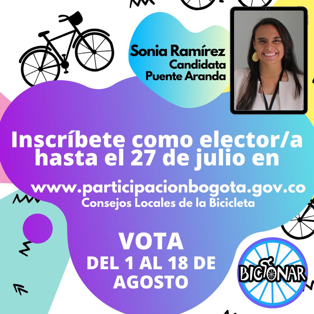bicionar's tweet image. ¿Te interesa la movilidad sostenible? Vota por el Consejo Local de la Bicicleta. Conoce a la candidata Sonia Ramírez de Puente Aranda y sus propuestas.