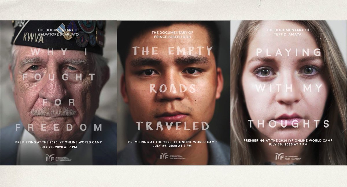 iyf_usa's tweet photo. Join the premieres of 3 life-changing documentaries. 

IYF Online World Camp 
Register at https://t.co/bDTmOMKWpI

#depression #entirelife #emptyroads #americandream #fullfillinglife #koreanwarveteran #brave #freedom #openconnectchange #summercamp #thankyou #change #iyfusa #iyf https://t.co/XbDJPbUghB