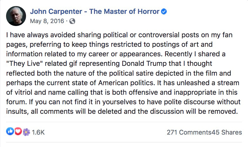 And John Carpenter is such an oblivious moron that he thinks his movie applies to CONSERVATIVES.The mind boggles.We cherish INDIVIDUALISM, not conformity and obedience. Leftism IS a mental illness.
