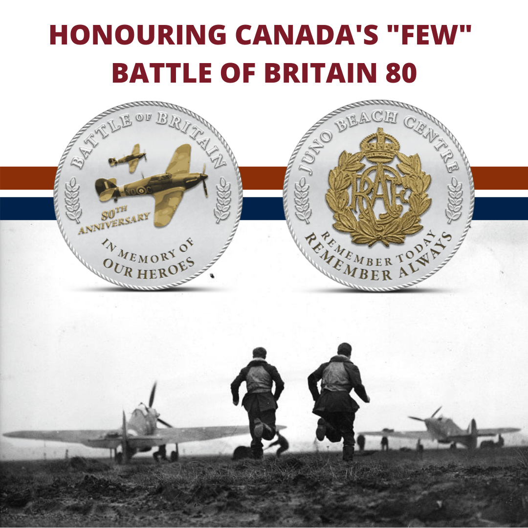 JunoBeachCentre's tweet photo. To mark the 80th anniversary of the #BattleOfBritain, we are honouring the @RCAF_ARC and the "few" Canadians who served with RAF Fighter Command in the summer of 1940. 

We aim to issue a badge for every Canadian fighter pilot in the battle.

Support us: https://t.co/WNdALR4jG9 https://t.co/BoGRjjCtGV