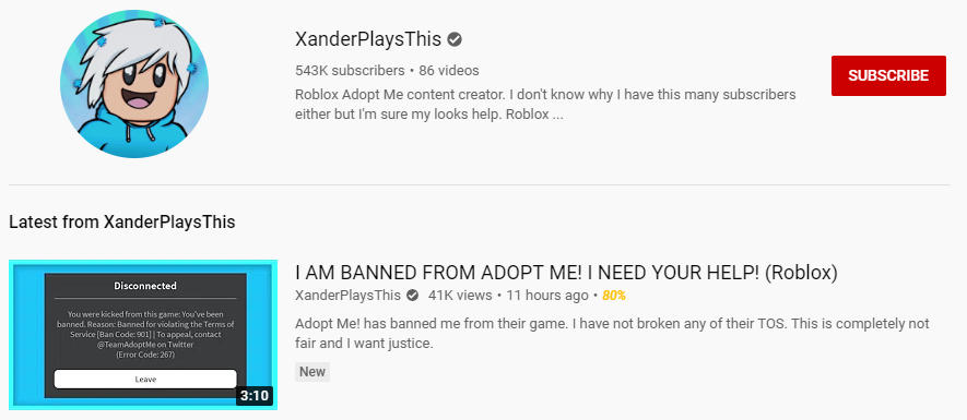 Use Code Xander On Twitter Lmao Excuse Me Breaking Tos I Didn T Break Any Rules And Roblox Know That I Was Falsely Banned Stay Mad Https T Co Mdfung9g92 - roblox adopt me twitter codes