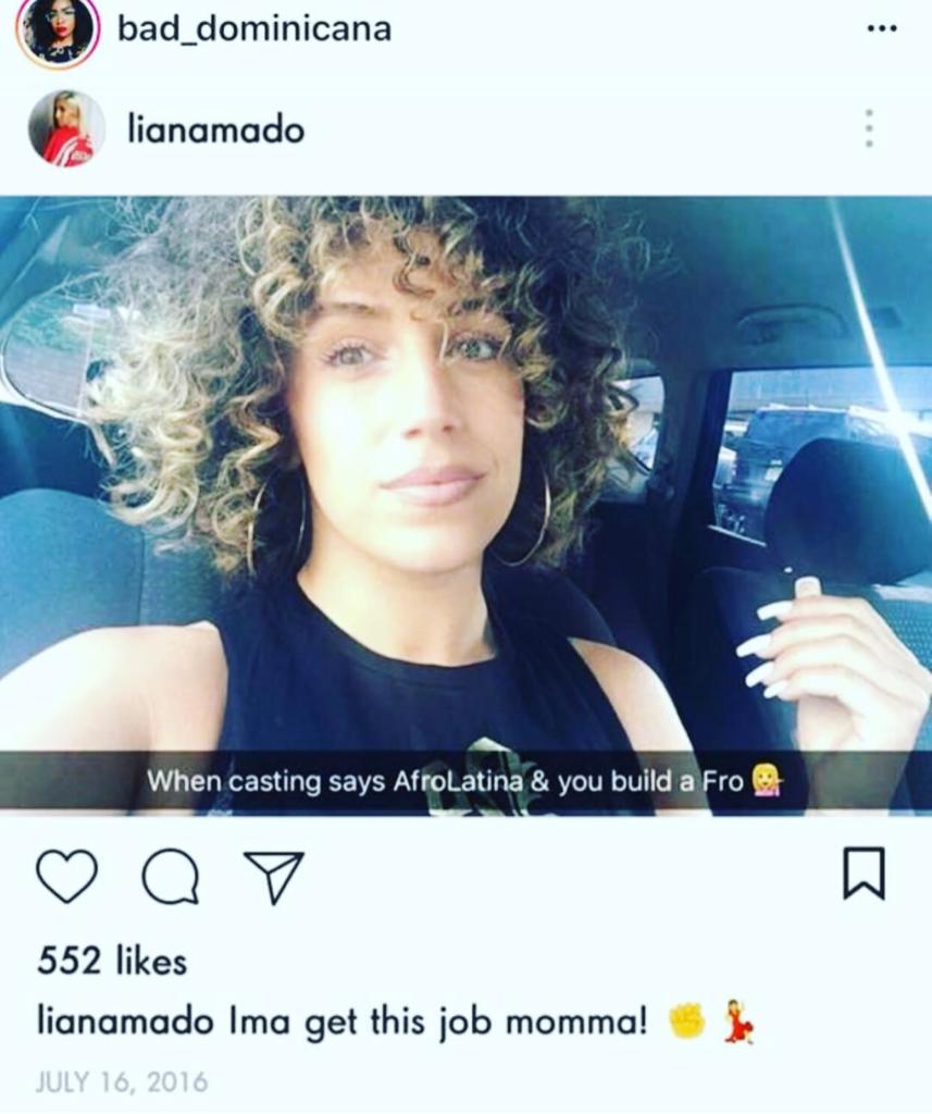 & THIS comemierda  @bad_dominicana exposed. Went up for a role as an "Afro-Latina" so she "built a fro" & was comfortable posting on social media knowing that y'all would be just fine w it. Knowing her over-represented look is what they would pick over an ACTUAL BLACK LATINA