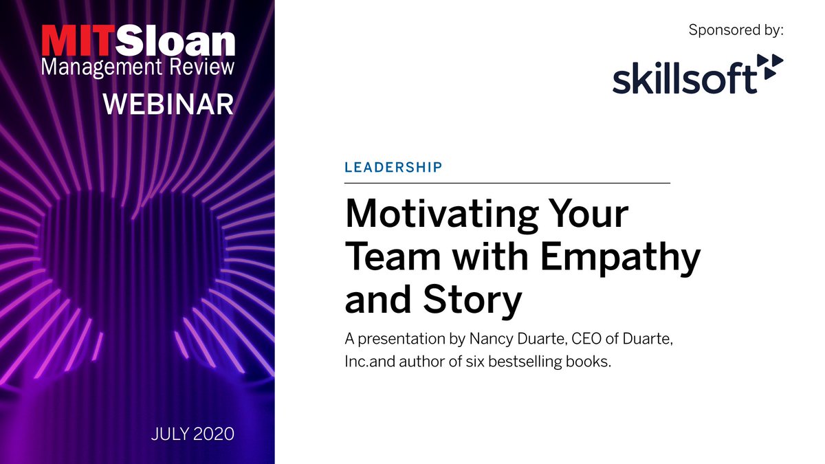 Watch <a href="/nancyduarte/">Nancy Duarte</a>'s most recent podcast “Motivating Your Team With Empathy and Story” with <a href="/mitsmr/">MIT Sloan Management Review</a> on-demand here: hubs.ly/H0sXNCX0