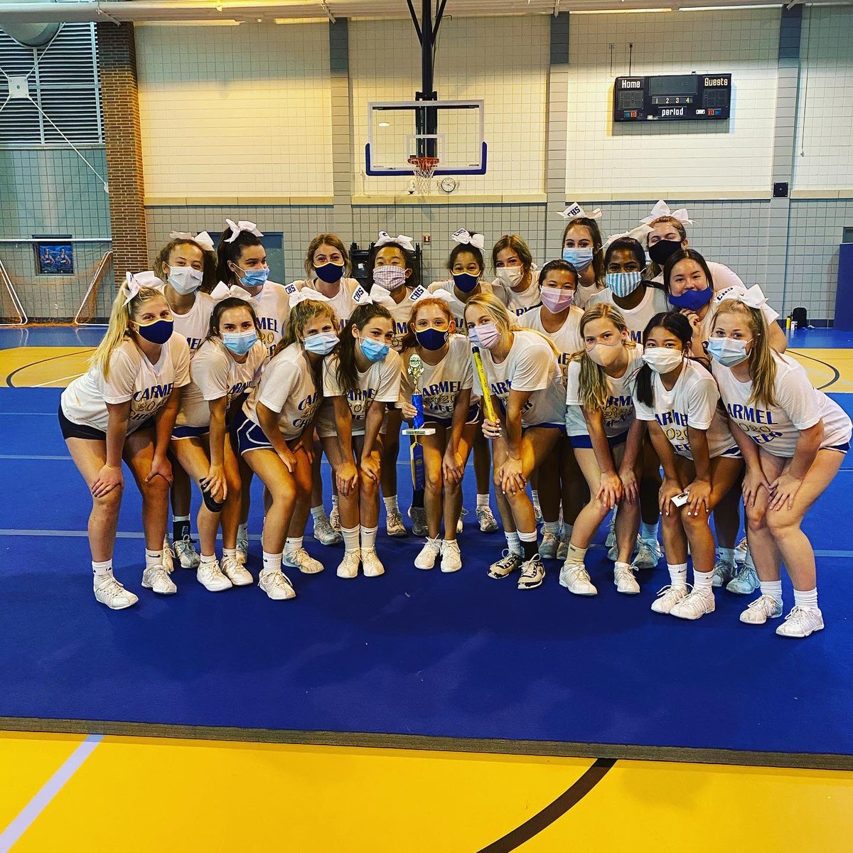 CarmelHSCheer's tweet photo. UCA camp 2020 was a success!Such great instructors and material💙All Americans: Emma, Blair, Reagan &amp; Lorelei /Varsity Jump Champion: Reagan (3 years running👏🏻👏🏻JV jump champion:Abby! Congratulations ladies such respectful and hardworking attitudes. #GARI #ucacamp #chscheer2020🐾 https://t.co/eVKN5K0cz3