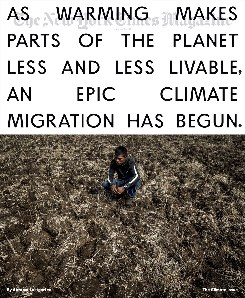 GailBichler's tweet photo. The cover of The @NYTMag Climate Issue: As warming makes parts of the planet less and less livable, an epic climate migration has begun.  
Photograph by @MeridithKohut https://t.co/7NFLrV1VSa