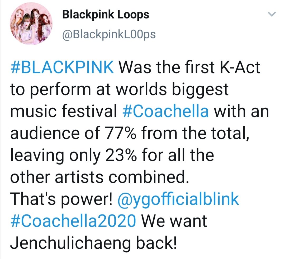 "YG paid Coachella so  @BLACKPINK can go but they will still flop there"Think again 