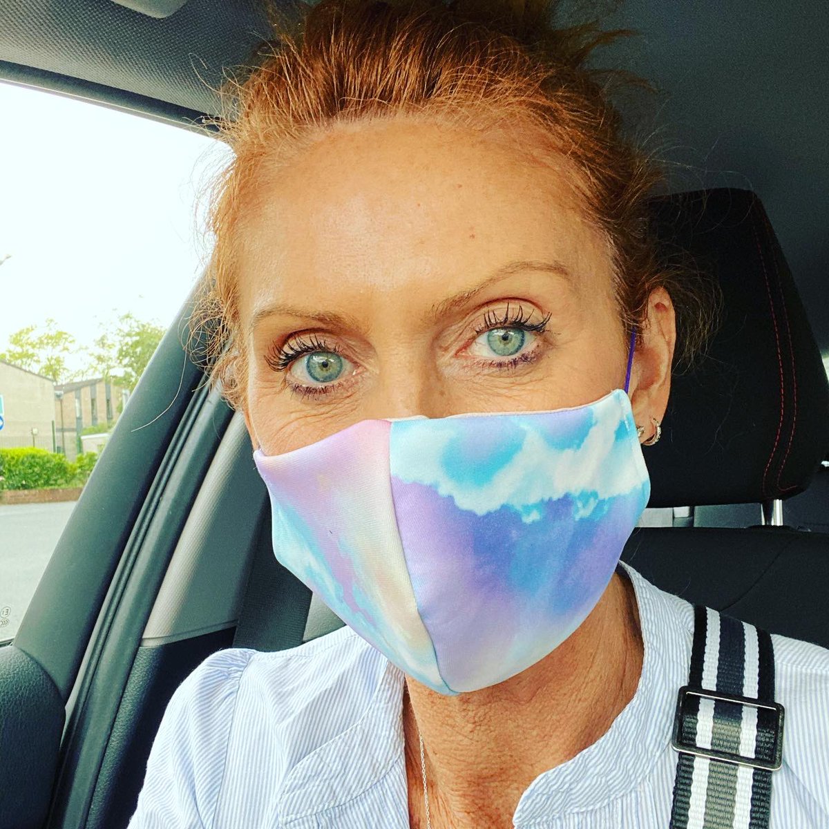 DawnOneBodyPT's tweet photo. Day 1 of mandatory mask wearing. I’m smiling behind this mask... I promise https://t.co/KOhHdsFzCv