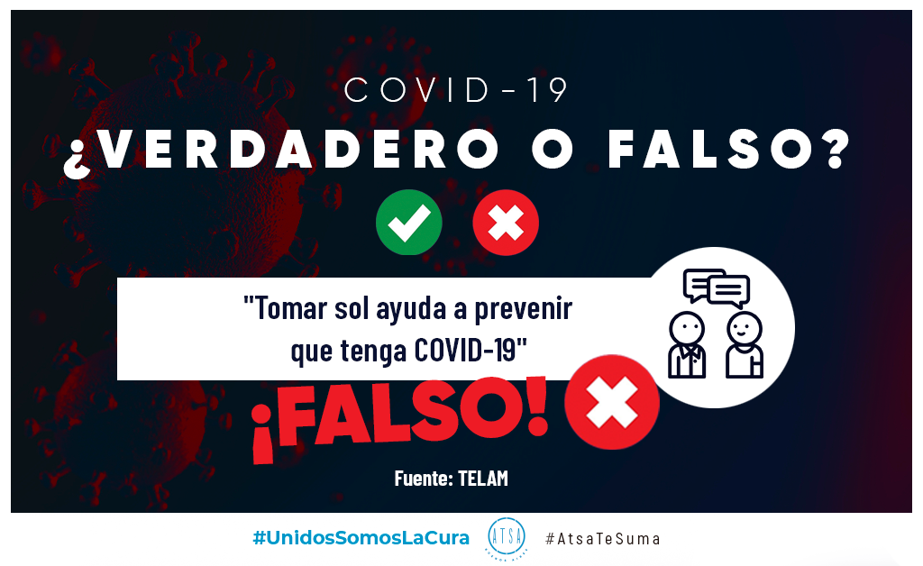 AtsaBsAs's tweet photo. #VerdaderoOFalso 👉 No existen evidencias que demuestren que #TomarSol nos impida que nos infectemos con algún #virus
¡El potencial germicida de la radiación #UV es muy bajo, debido a la capa de ozono!
¡Seguimos compartiendo #información verificada! @AgenciaTelam
#ATSATeSuma https://t.co/SBAHgOtQMB