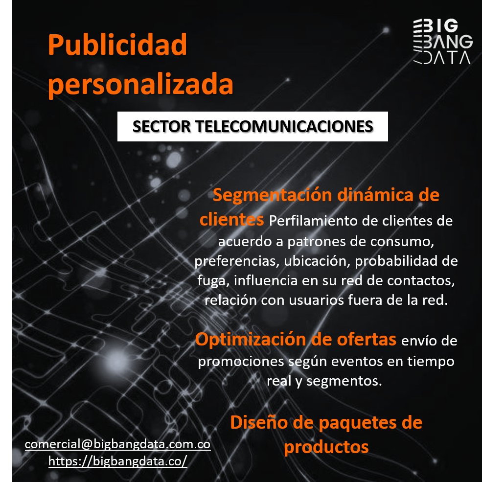 BbdColombia's tweet photo. Analítica aplicada al sector telecomunicaciones
#BBD #Analítica #Telcos #publicidadpersonalizada https://t.co/V7k8rpnn17