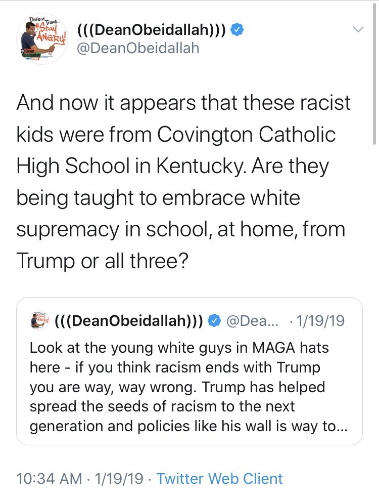  @DeanObeidallah is becoming a regular four-pic member on here, this time for demeaning kids as being racist embracers of white supremacy.