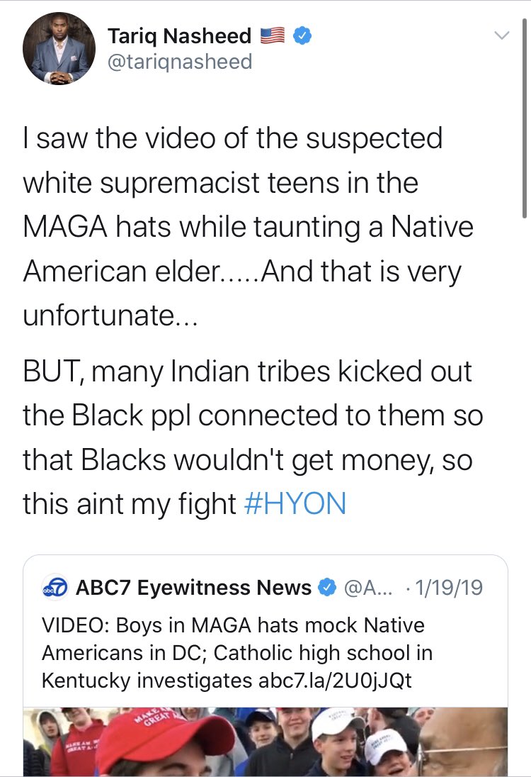 But  @tariqnasheed outdoes Dean (and himself, really) with the Hitler Youth mention. And he even throws in a diss at Native Americans to boot. Mesmerizing.