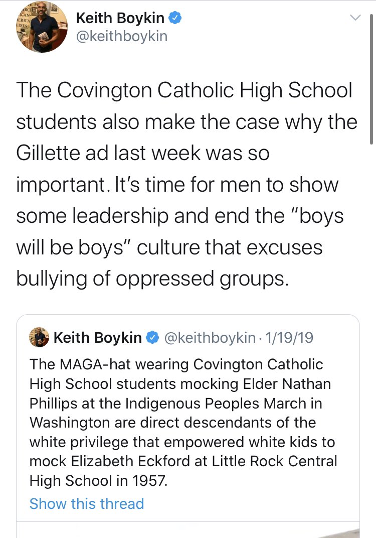 I spared most of the CNN family but couldn’t help but mention  @keithboykin who called these kids “direct descendants of the white privilege that empowered white kids to mock Elizabeth Eckford at Little Rock Central High School in 1957.”