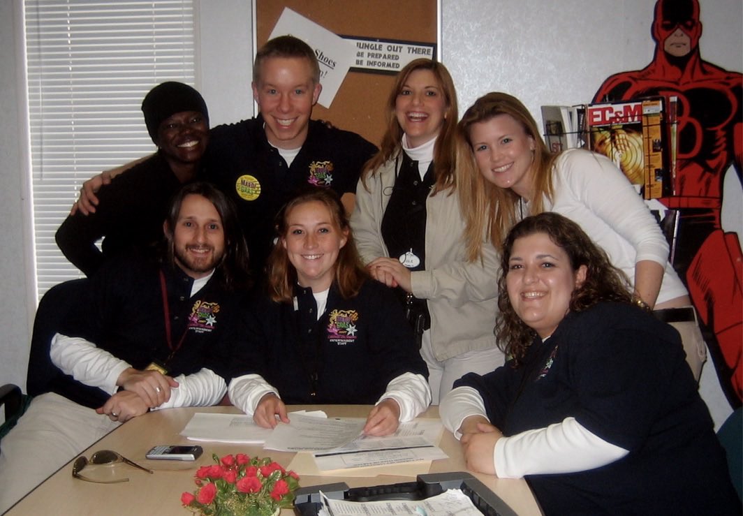 I guess one of my strengths as an ASM had been my accuracy over time & pay, which they wanted to leverage into Mardi Gras 2007. Here was the team. You might notice some familiar faces. I had worked with Julie and Beth to my right with HHN.