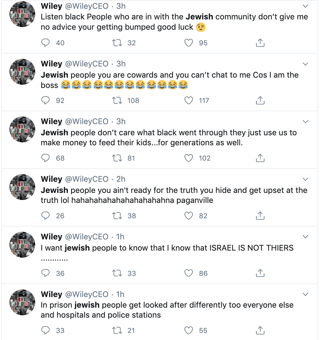 Would the  @NME look at hate screeds - Jews are "cowards" "slippery" "get looked after differently" "want to ruin black mans life" "make me sick" who he wants "war" with - and write a bullshit article as if there's two sides to the story about another minority? The fuck they would