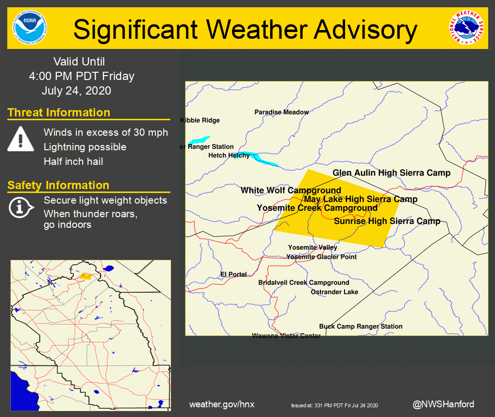 NWSHanford's tweet photo. Significant Weather Advisory for Northeastern Mariposa and South Central Tuolumne Counties until 400 PM PDT. https://t.co/au28wqDFXK #CAwx https://t.co/7VEYy9YYya