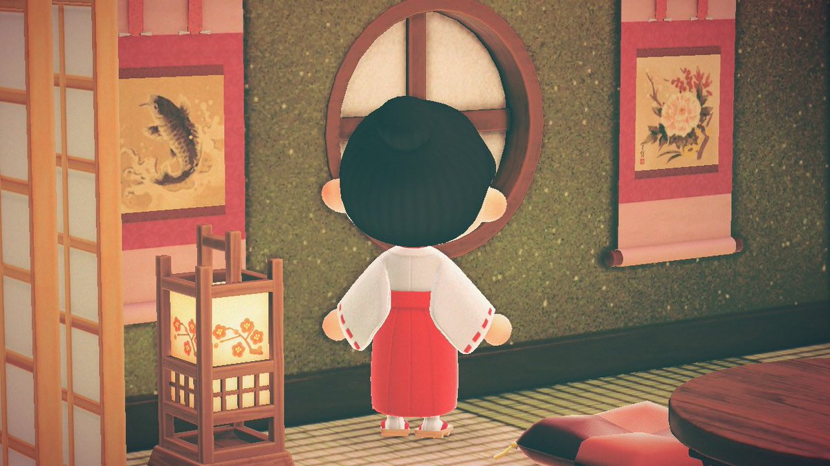 The miko attire in ACNH is the outfit typically worn by shrine maidens at Shinto shrines in Japan. This outfit traditionally consists of a white kimono and a red or vermillion hakama. In modern times, miko are often found at temples helping patrons and selling amulets etc.