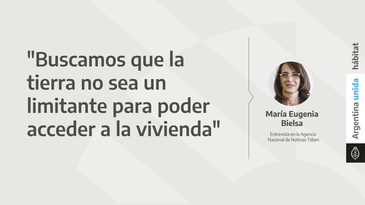 MinHabitatAR's tweet photo. La ministra @MariaEBielsaOk dió más detalles sobre el Plan Nacional de Suelo donde la prioridad es que la tierra no sea un limitante para que los argentinos y las argentinas puedan acceder a la vivienda. →https://t.co/esoDVyghqj

#ArgentinaUnida https://t.co/5plUNVJW7D