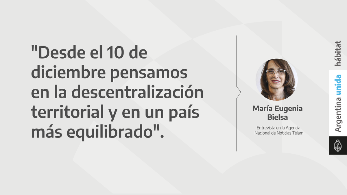 MinHabitatAR's tweet photo. La ministra @MariaEBielsaOk dió más detalles sobre el Plan Nacional de Suelo donde la prioridad es que la tierra no sea un limitante para que los argentinos y las argentinas puedan acceder a la vivienda. →https://t.co/esoDVyghqj

#ArgentinaUnida https://t.co/5plUNVJW7D