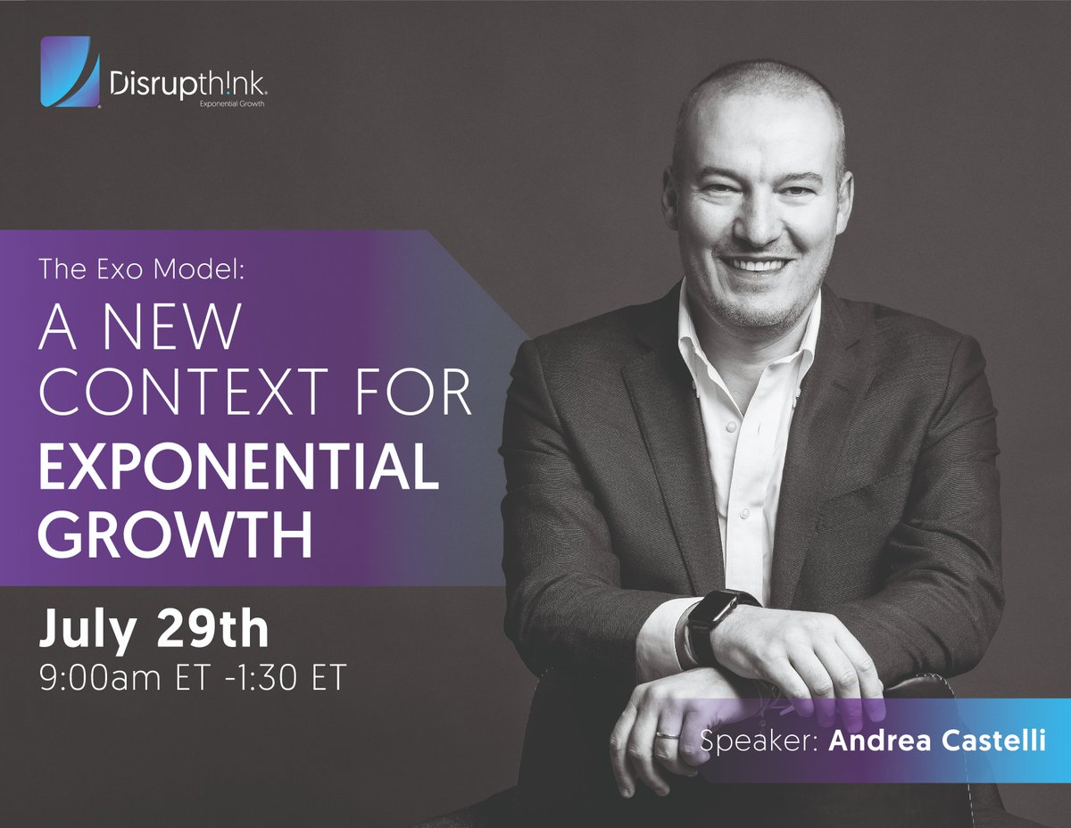 DisrupthinkIO's tweet image. Acompaña a nuestro presidente Andrea Castelli y sumérgete en contenido exclusivo y selecto para ti.
Regístrate aquí: ow.ly/PaAL50AnTo1

#Emprendedores #Tecnologiasexponenciales #ExoModel #Disrupthink