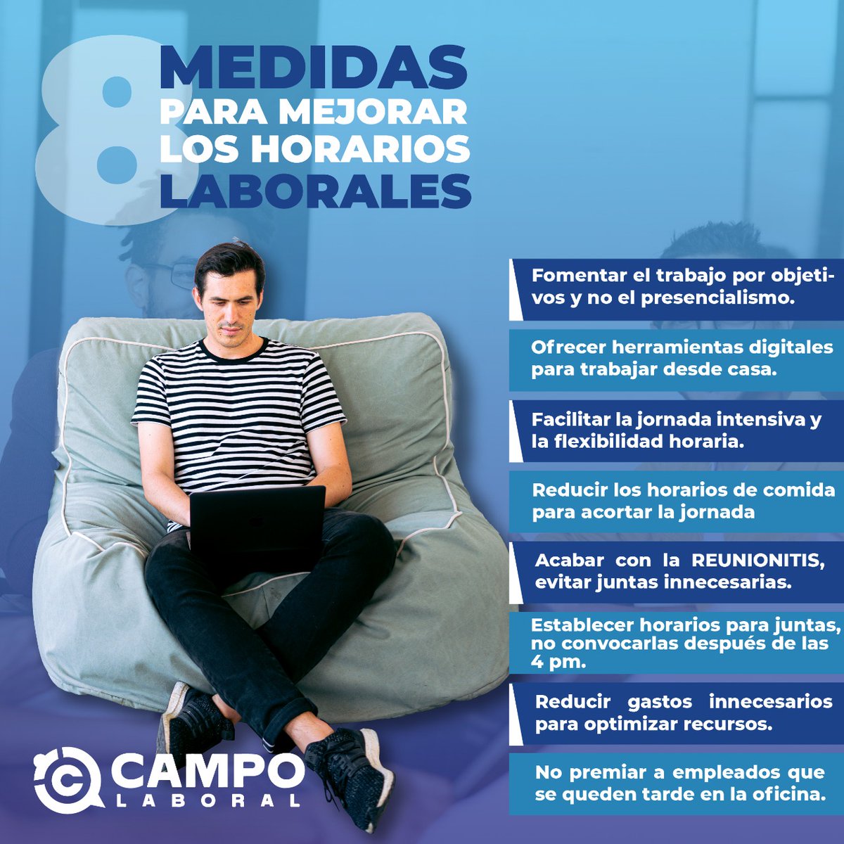 CampoLaboral's tweet photo. Nuevos tiempos requieren nuevas soluciones, considerando la coyuntura compartimos algunas medidas, para mejorar los horarios laborales. #campolaboral #productividad #capacidad #evaluaciones #mediciones #decisiones https://t.co/YW0jiS6xcJ