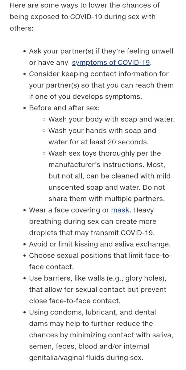 Just read this on the Centre for disease control website..Can't help thinking some of these things would kill the mood and then further down they're advising us to us glory hole's I can't believe this is real.