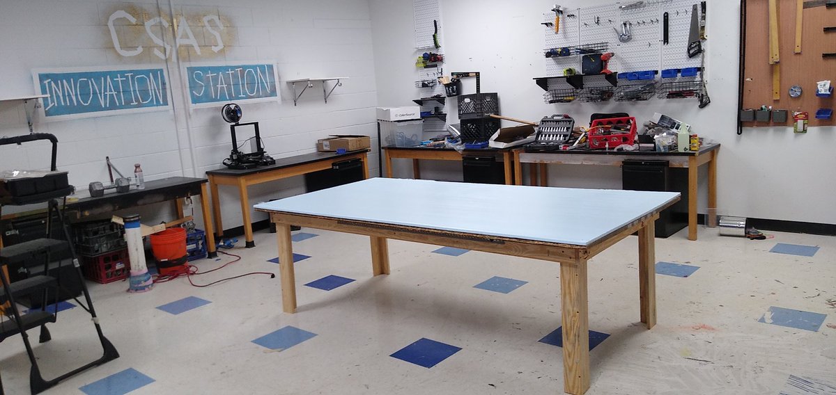 CTechtheatre's tweet photo. Lighting lab almost finished. And shelves up and table built in innovation station.

#cometcity
#Classensas 
#stemisthearts https://t.co/3w86dl9BmP