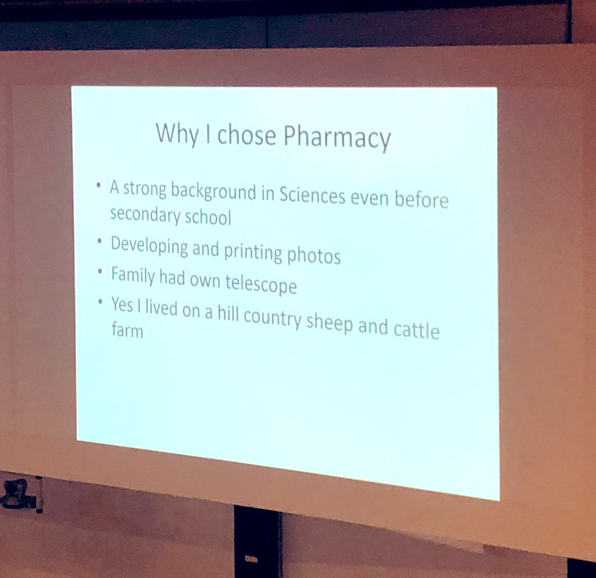 KJ_Wilby's tweet photo. One of the most interesting stories I’ve ever heard for ‘why choosing pharmacy?’! Thanks to Alison for sharing her experiences with @NZAPSOtago and @OtagoPharmacy #FarmToPharm https://t.co/3jY9hNqEOv