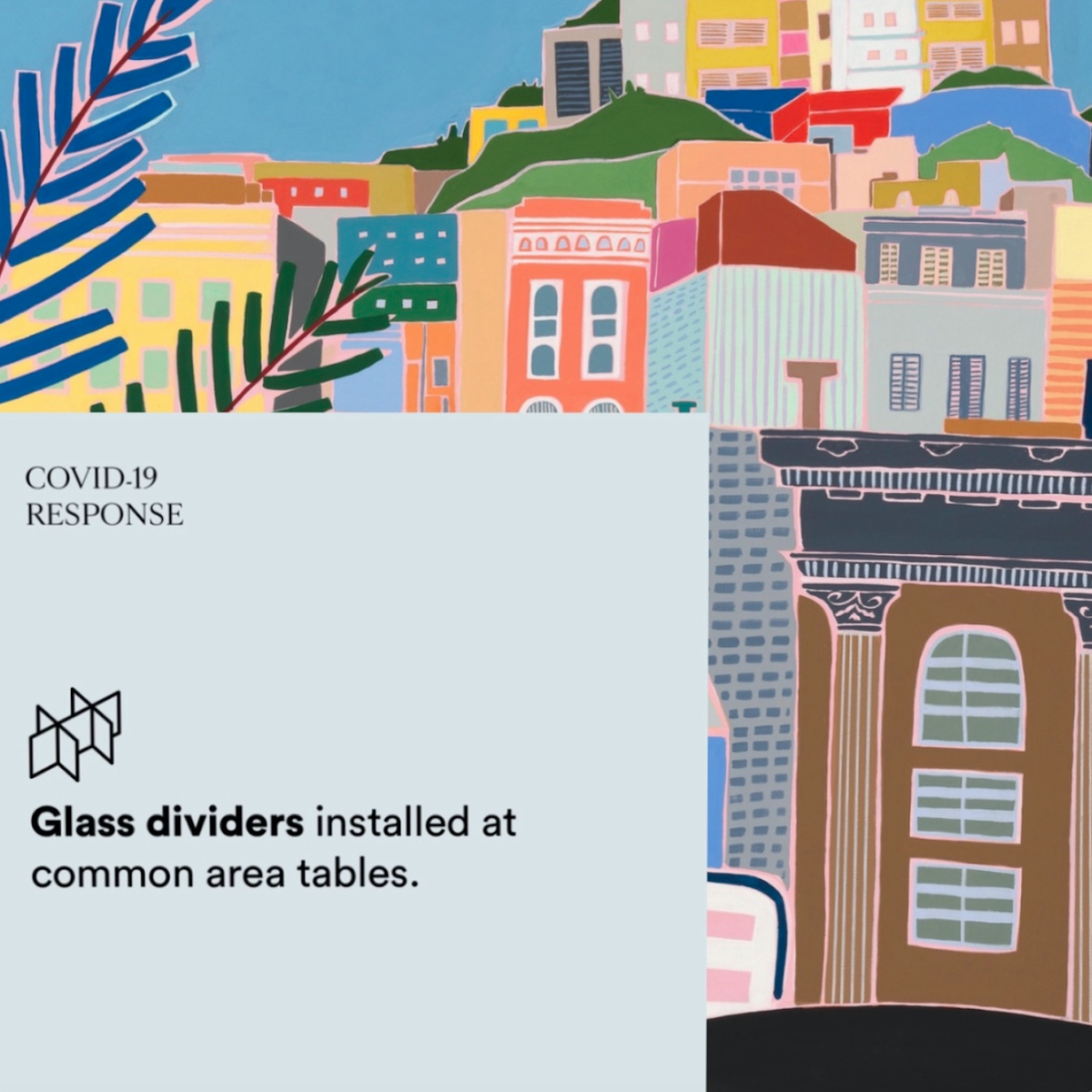 CANOPY_space's tweet image. Continue to stay safe while working at our #JacksonSquare and #PacHeights locations with glass dividers on communal tables. 

#coworking #office #sharedofficespace #privateoffice #bayarea #covid #covid19 #sf #sanfrancisco