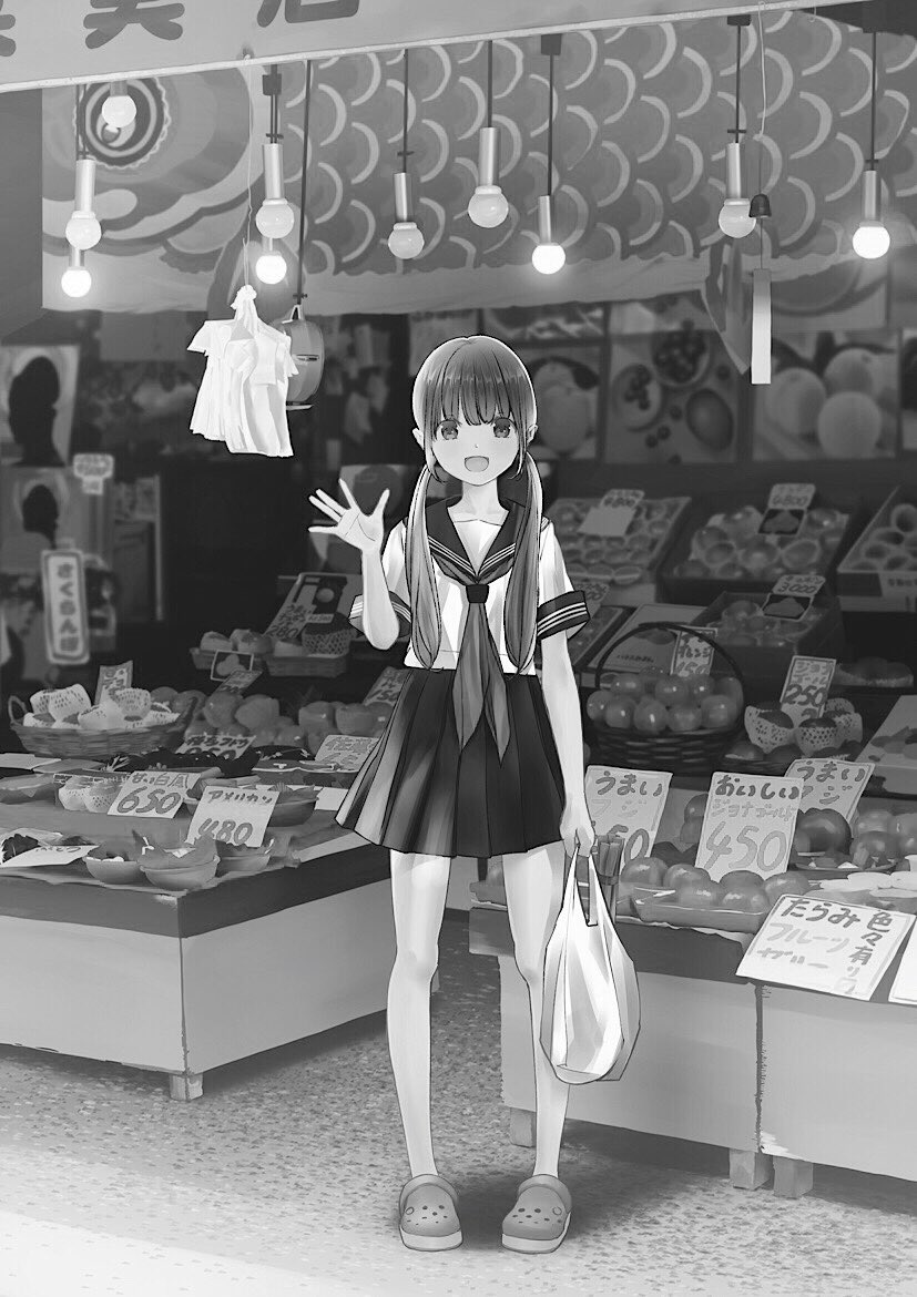 「#絵をモノクロにするとかっこいい
セーラー服の絵を白黒にしたら、戦後の記録写真に」|ちくわ🍢のイラスト