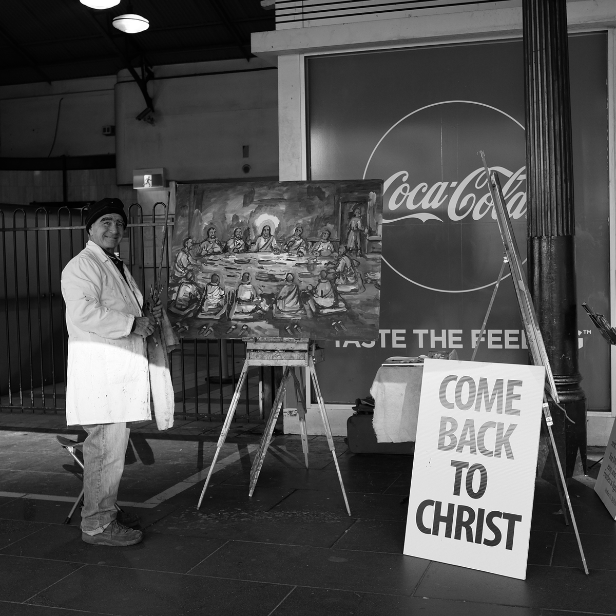 cvglobal_'s tweet photo. When Colin decided to set up his easel outside Flinders Street station, it was to remind passers-by of who Christ is. He did this as he'd witnessed the younger members of his church leaving in droves. He was driven to use his art to inspire people back to God. #CVNews #CVImpact https://t.co/Uif6lsytpF