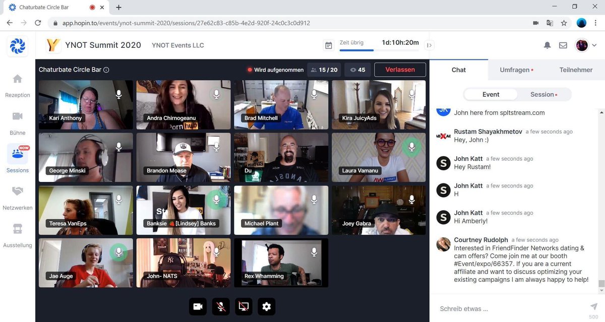 juicyads's tweet image. What was your favorite event during @YNOTdotcom summit? Julie and Kira seemed to enjoy some virtual talks at the  @chaturbate Circle Bar. Happy looking faces, almost everybody is smiling! 😆🧡 Awesome groups of people. #KeepItJuicy
