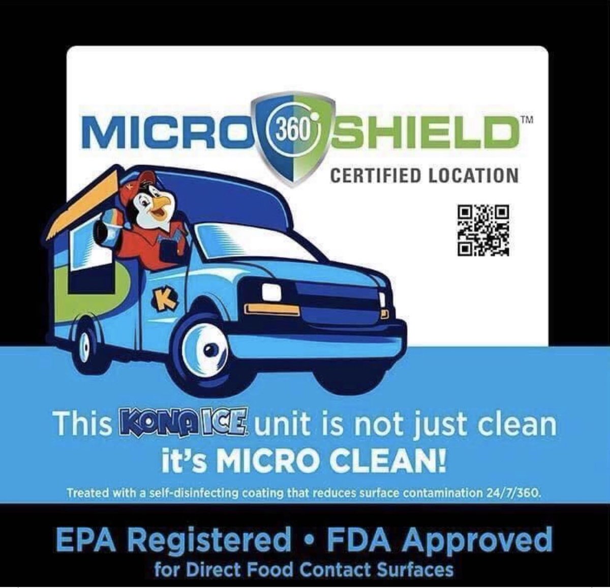 We applied MicroShield 360 to our trucks annually. MicroShield 360 is an EPA registered antimicrobial coating system that once applied and molecularly bonded to a surface continually self-disinfects 24/7/365. It kills 99.99% of pathogens on contact.