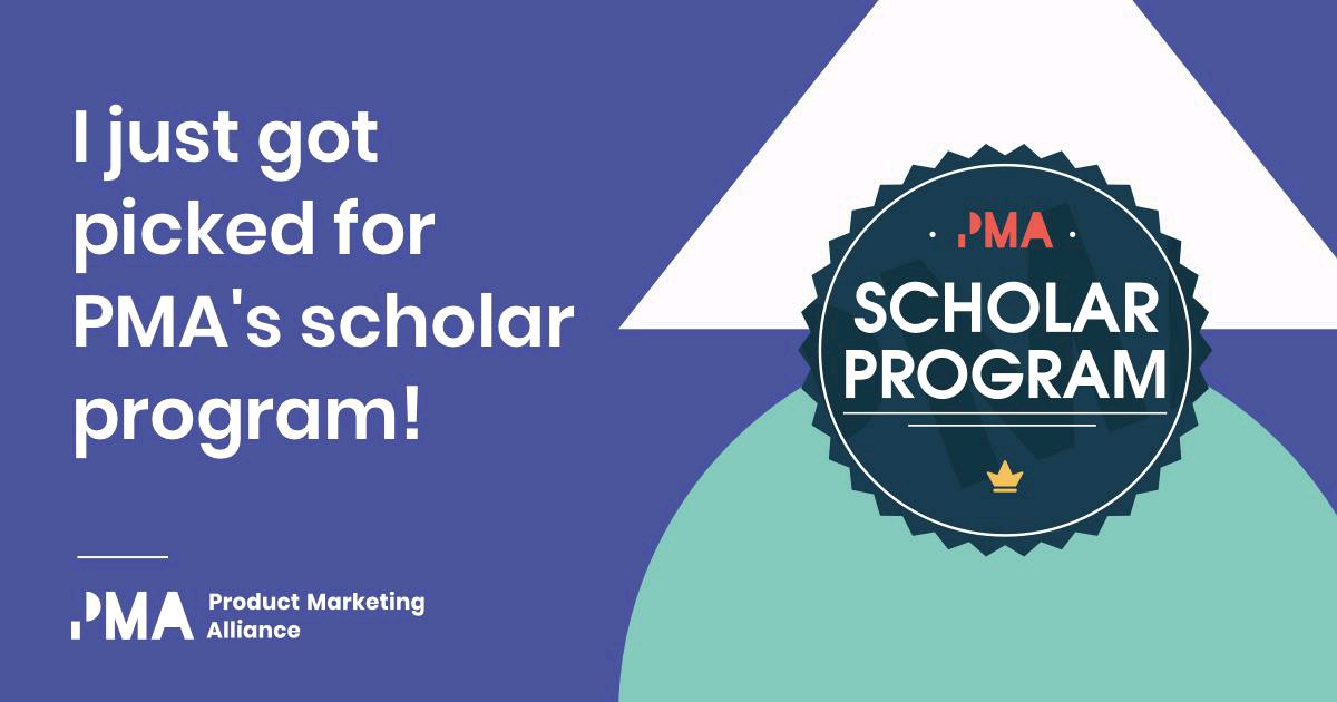 HazenRyleigh's tweet photo. I'm very excited to announce that I've been accepted into the @PMMalliance Scholar Program. As someone who recently made the career switch to product marketing, PMA has been an incredible resource. I can't wait to get started! https://t.co/ZuI0vMm2AZ