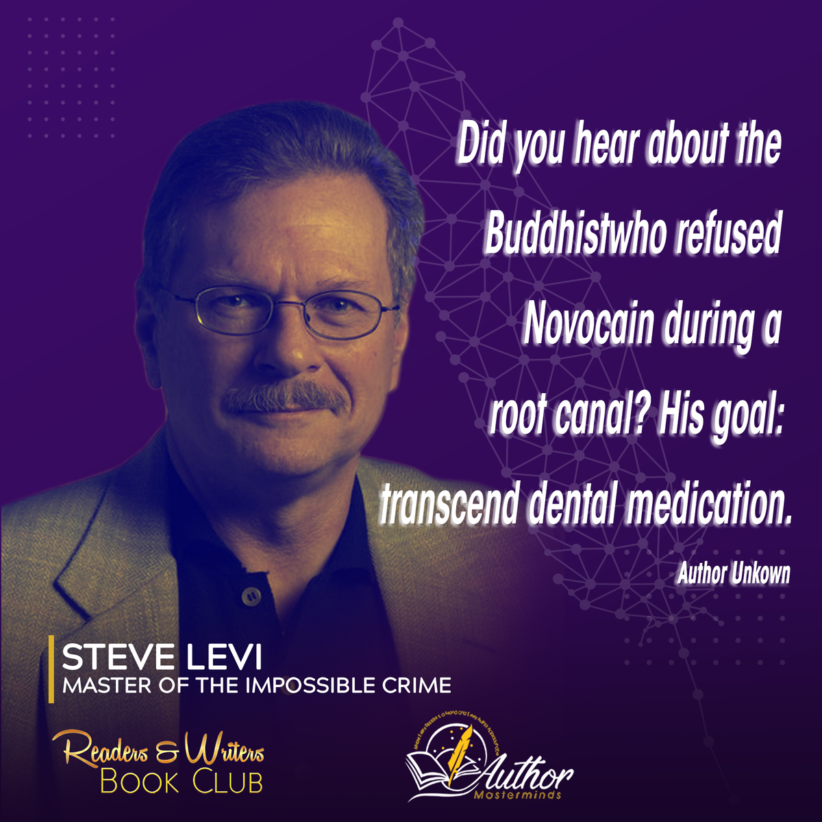 Steve Levi <a href="/Parsnackle/">Steven Levi</a> "Master of the Impossible Crime"

📚Learn more: bit.ly/34ePCuh

#SteveLevibooks #authormasterminds  #readinglist #readingtime #readersandwritersbookclub #creativewriting #bookpost #bestseller #bookgenre #novel #bookclub #stevejokes #jokeoftheday