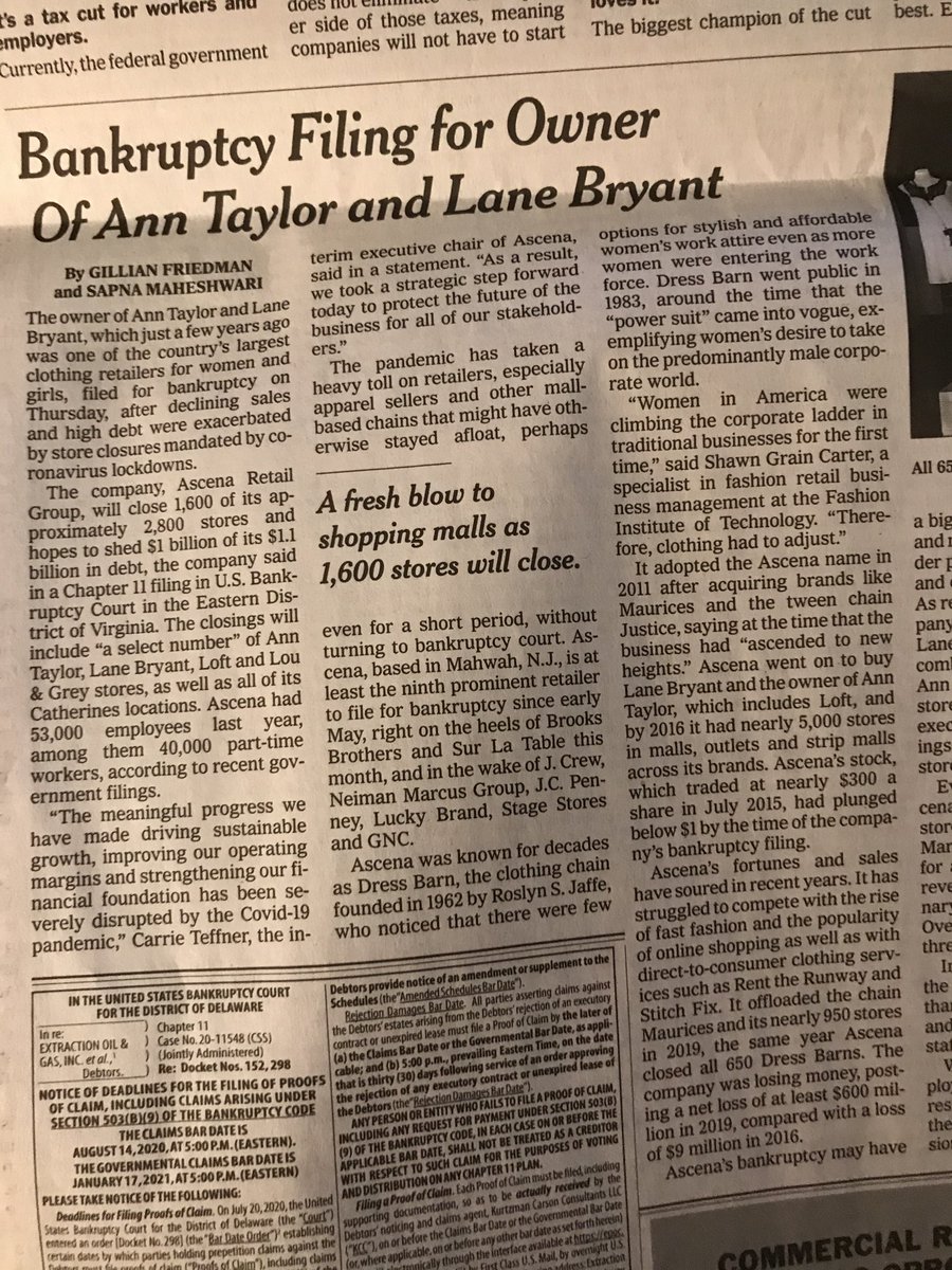 AmPowerBlog's tweet photo. Thousands of Ann Taylor and Lane Bryant stores to close in #Ascena bankruptcy, further dragging down beleaguered shopping malls. 😷🇺🇸🤷♂️ @PollySpin https://t.co/INcS4JIRCd