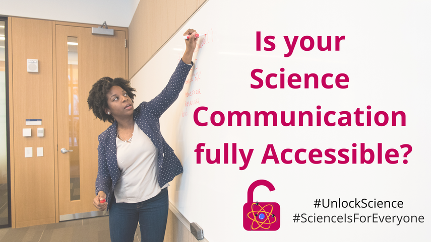 AGU_SciComm's tweet photo. Is your Science Communication Accessible? https://t.co/3FbA1hRC8g #DisabledInSTEM #SciComm #UnlockScience #ScienceForEveryone https://t.co/BjSRA4yT7l